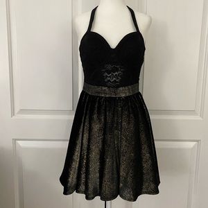 bebe Lace and Metallic Velour Dress
